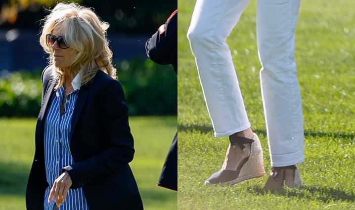 Jill Biden Brings Beachy Vibes to the White House With Espadrille Wedges