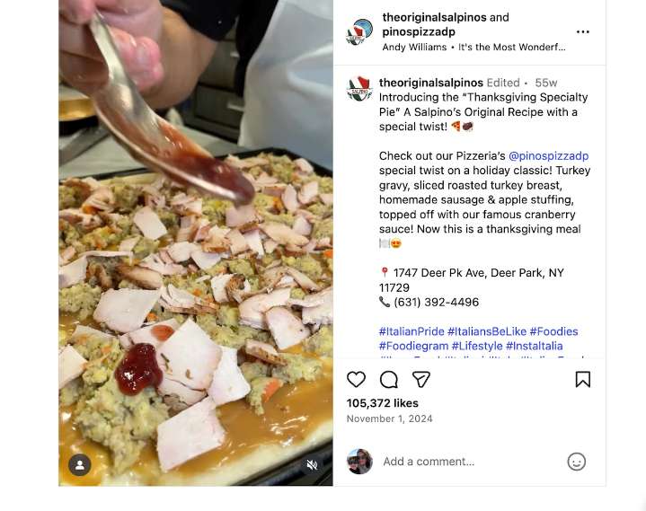 Thanksgiving pizza becomes viral sensation, but you’ll have to trek to Long Island to try it