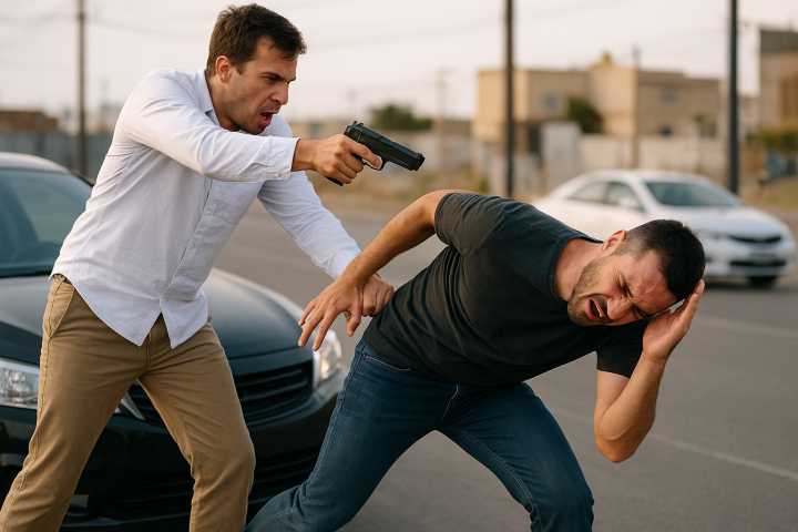 Violento incidente de tránsito en Iquique: Médico choca, amenaza con arma y patea en el rostro a conductor