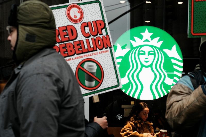 Starbucks union baristas walk out on Red Cup Day in push for contract talks