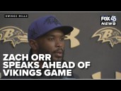 Ravens defensive coordinator Zach Orr speaks ahead of team's game at Vikings