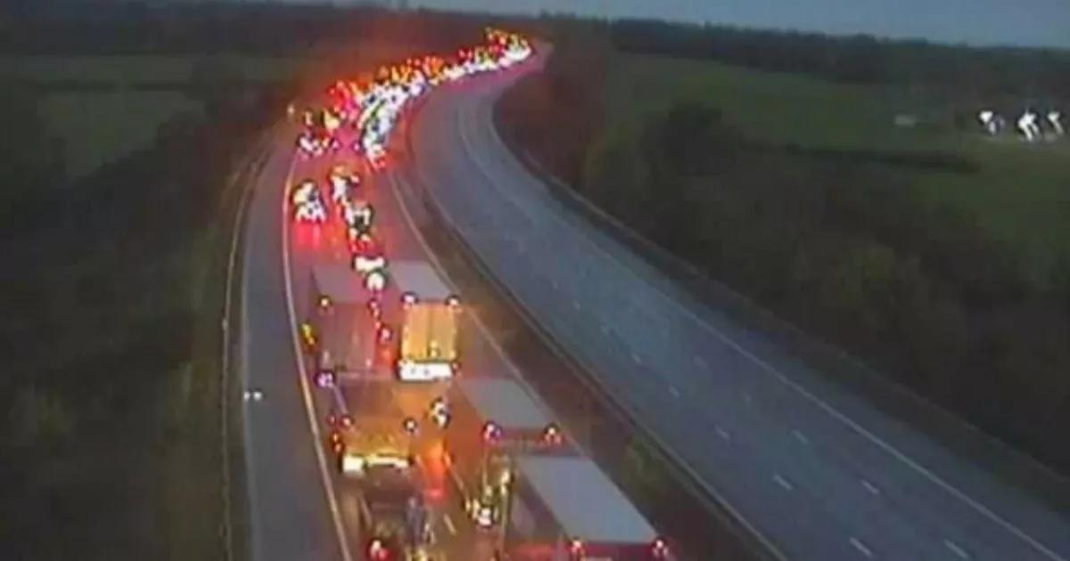 Major motorway closed after lorry crash sees vehicle bursts into flames in rush hour chaos