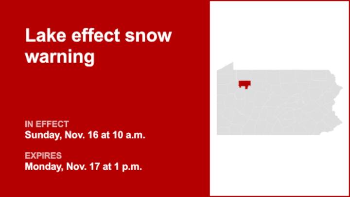 Lake effect snow warning affecting Forest County until Monday afternoon