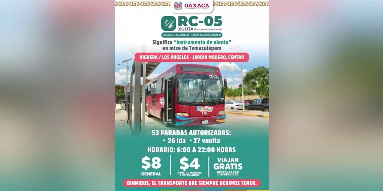 Binnibus inicia operaciones de la nueva ruta RC-05 Xuujx con 53 paradas autorizadas