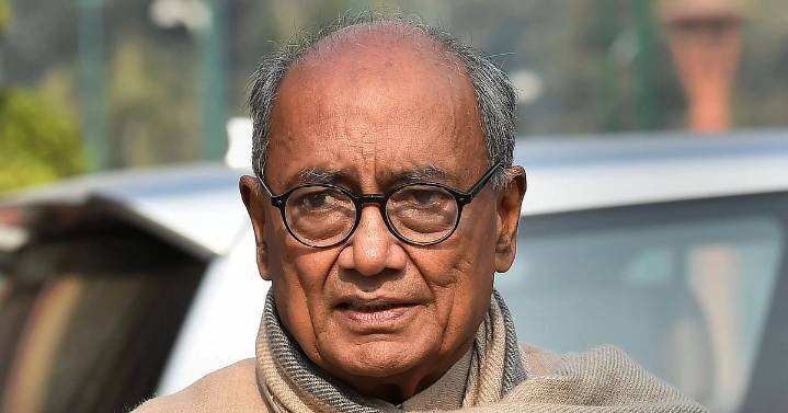 Digvijaya slams BJP for not being at airport to receive Dhankhar
