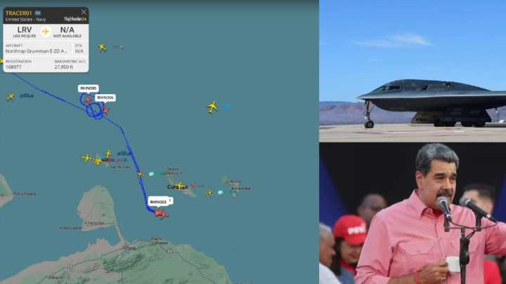 Esta es la trayectoria que hicieron aviones de combate F-18 y B-52 de Estados Unidos que sobrevolaron cerca de Caracas este lunes