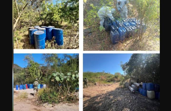 Aseguran 20 mil litros de químicos y desmantelan laboratorios en Sinaloa