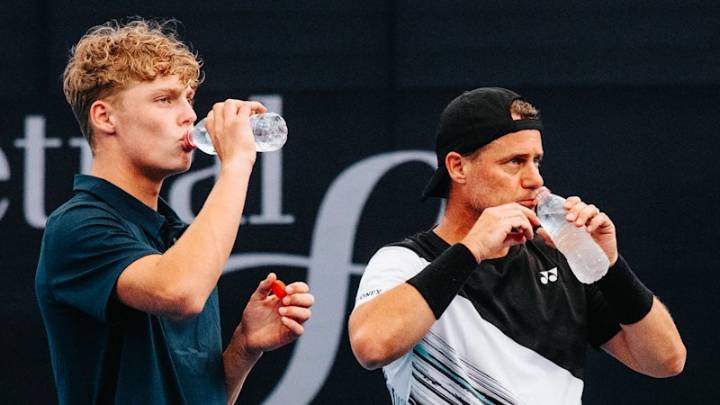 Lleyton Hewitt plays doubles with son Cruz: Tennis star comes out of retirement for NSW Open