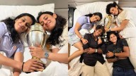 Smriti Mandhana, Jemimah Rodrigues sleep with World Cup trophy next to them
