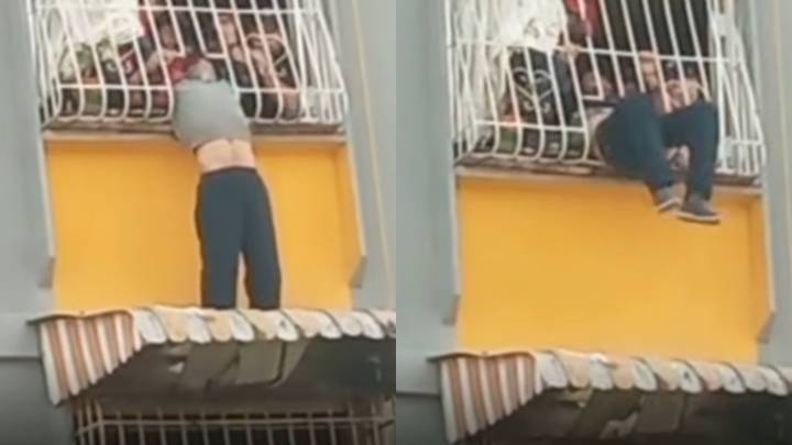 Abuelito intentó saltar por una ventana en Caracas: Bomberos lo salvaron a último momento