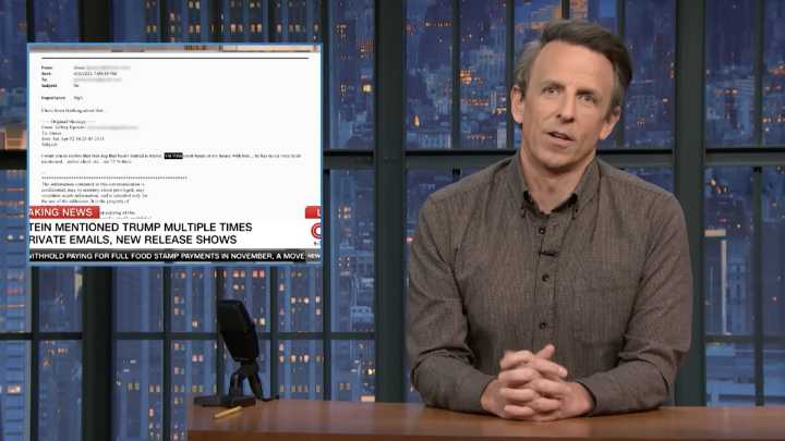 Seth Meyers takes A Closer Look at Epsteins emails naming Trump