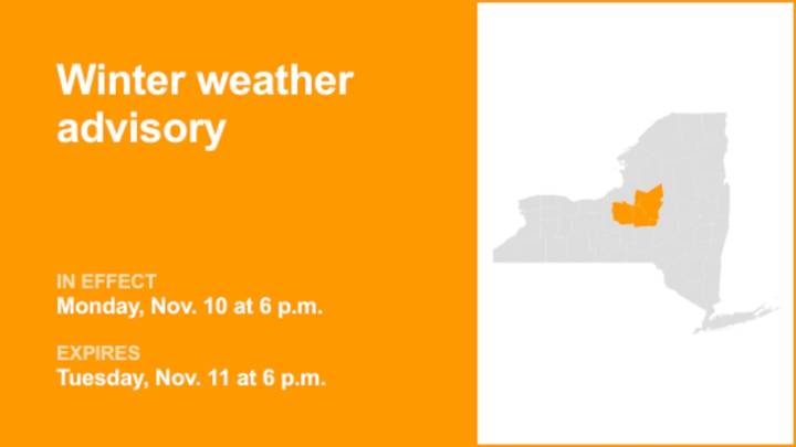Winter weather advisory issued for New York until Tuesday evening
