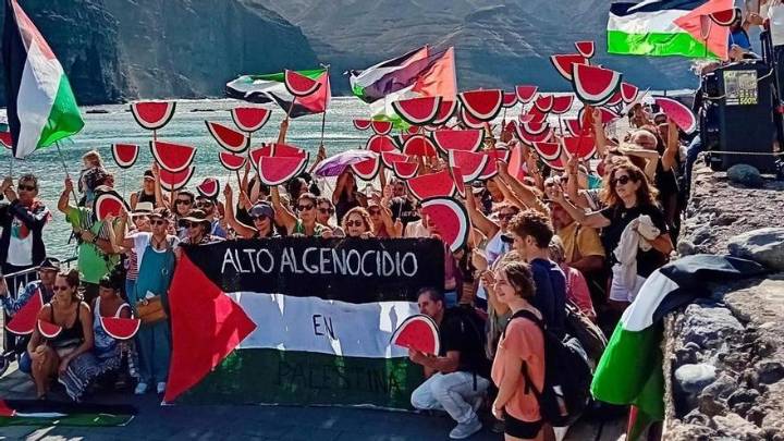 Protesta en Agaete en solidaridad con Palestina