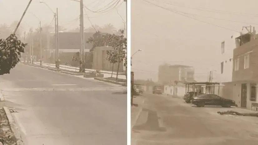 Pisco bajo fuertes vientos: vehículos avanzan lentamente por baja visibilidad