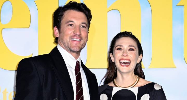 Elizabeth Olsen Goes Geometric in Black & White at ‘Eternity’ Premiere in London with Miles Teller | Da'Vine Joy Randolph, David Freyne, Elizabeth Olsen, Eternity, John Early, Miles Teller | Celebrity