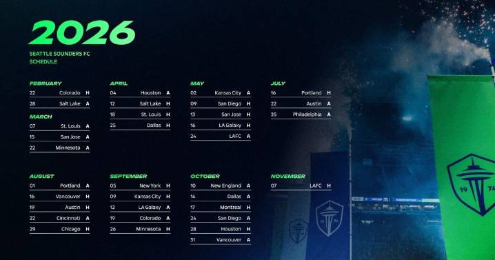 Seattle Sounders release 2026 schedule