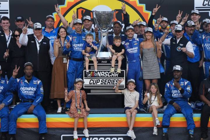 Kyle Larson wins second NASCAR championship, denying Denny Hamlin in overtime