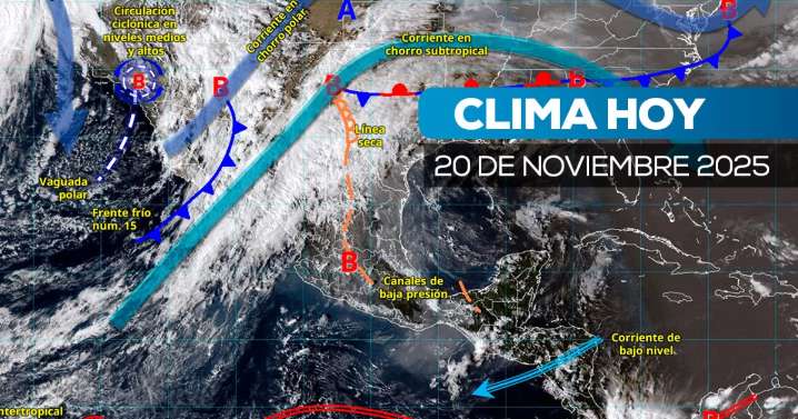 ¡El clima más extremo del mes! Torbellinos, nieve y frío severo golpearán México hoy 20 de noviembre