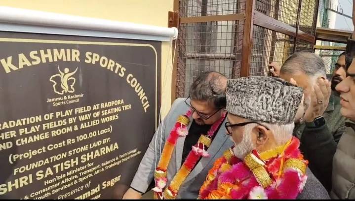 Satish Sharma, Ali Mohd Sagar lay foundation for ₹1 crore upgradation of Sports Stadiums in Khanyar