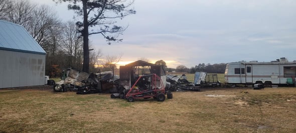 Three sheds destroyed in accidental fire sparked by burn pit in Delmar