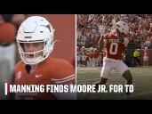 Arch Manning finds DeAndre Moore Jr. for a 46-yard TD to kick off Texas' scoring vs. Arkansas 🎯