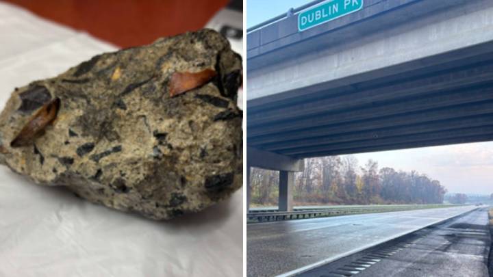 Chunk of concrete thrown from overpass onto car in Doylestown