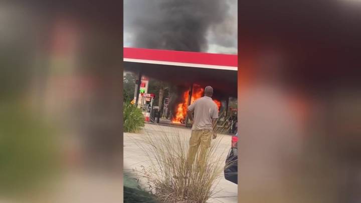 Intense fire at Jacksonville gas station involving SUV caught on camera, ‘We thought it was going to explode’