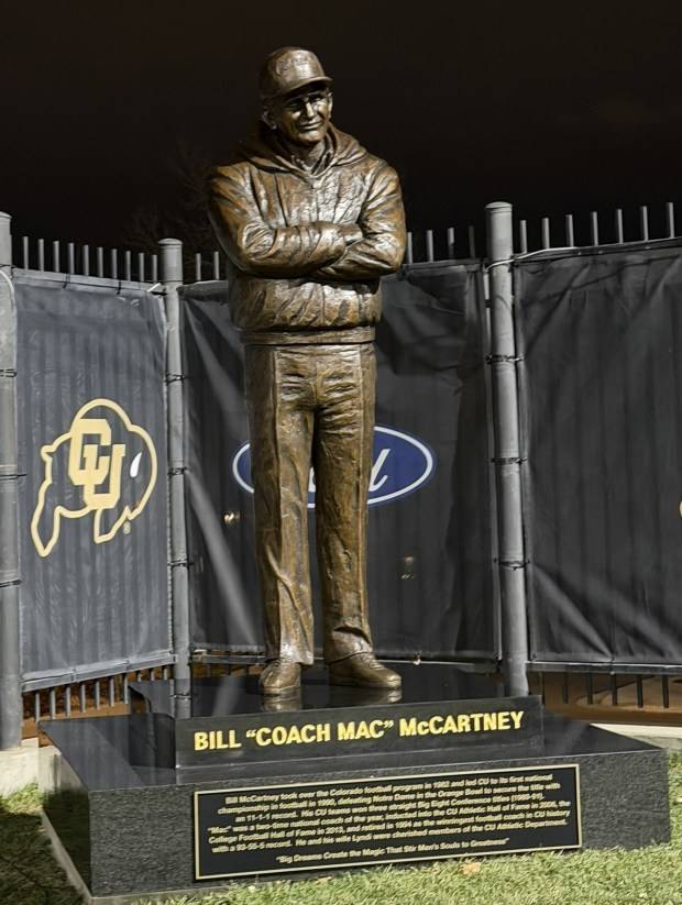 Statue of legendary CU Buffs head coach Bill McCartney unveiled