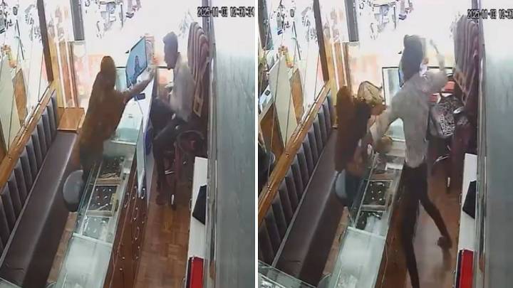 Caught On CCTV: Woman Tries To Rob Jeweller In Ahmedabad By Throwing Chilli Powder In His Eyes, Gets Slapped 20 Times