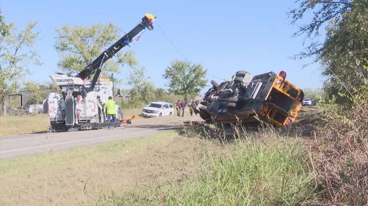 4 hurt when school bus crashes in Grimes County, northwest of Houston