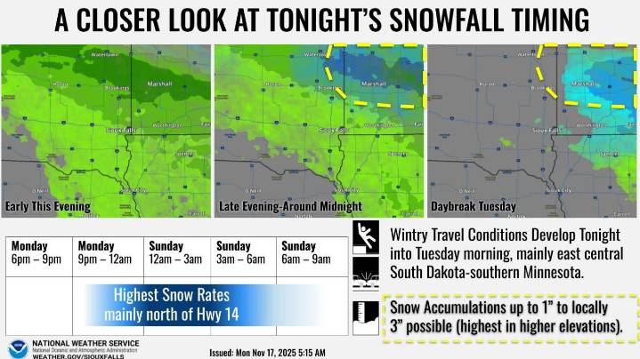 Widespread rain likely, and some snow possible, across eastern South Dakota