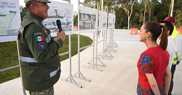Sheinbaum supervisa construcción de Tren Maya en Yucatán y obras de bachillerato en Mérida