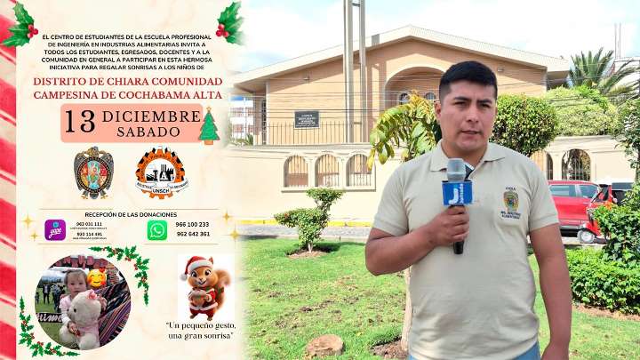 Estudiantes de Industrias Alimentarias organizan colecta navideña para 150 niños de Cochabamba Alta
