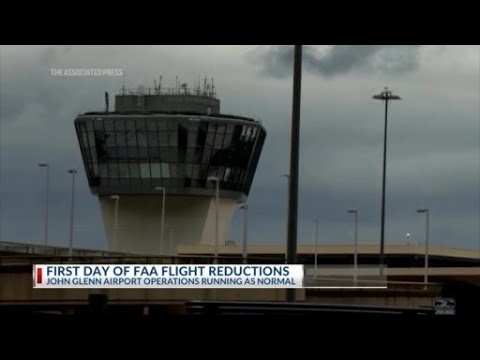First day of FAA flight reductions