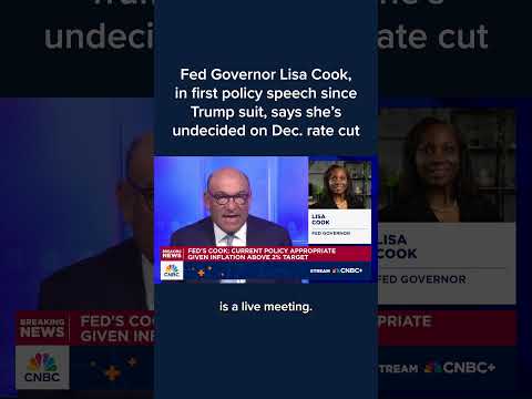 Fed Gov. Lisa Cook, in first policy speech since Trump suit, says she's undecided on Dec. rate cut