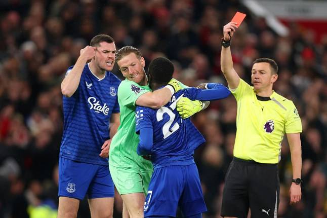 The four Premier League players sent off for hitting teammates after Idrissa Gueye’s red card