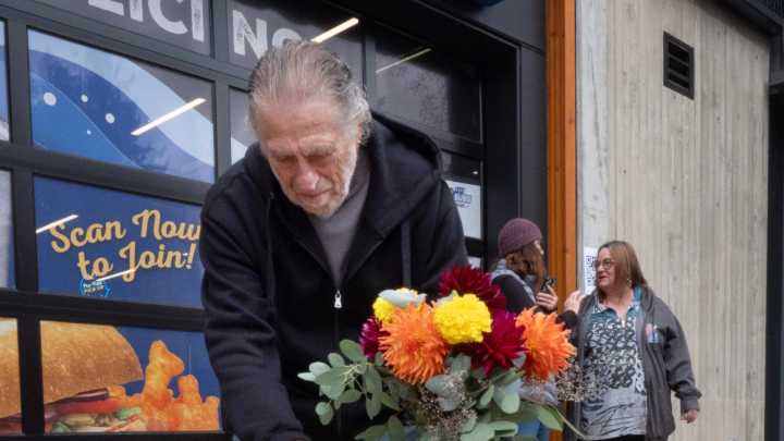 A memorial to joke book creator David “Frog” Miller is…