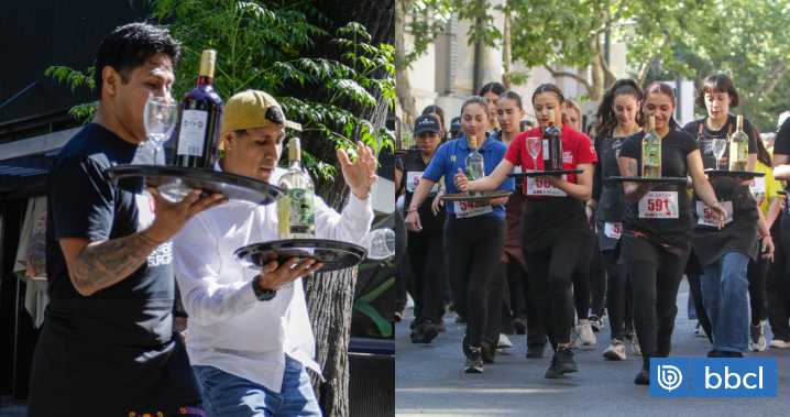 Tradicional carrera de garzones reunió cerca de 300 competidores en la RM: primer lugar ganó $1 millón