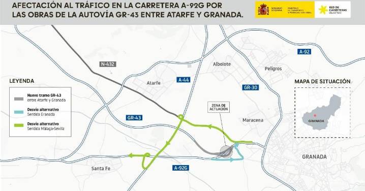 Corte completo de la autovía A-92 esta noche en Bobadilla por las obras del viaducto de la GR