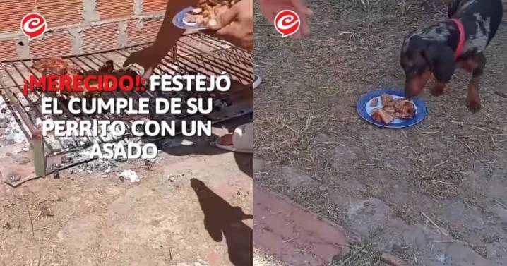 Hombre se vuelve viral por celebrar el cumpleaños de su perrito con un asado hecho solo para él