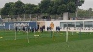 Juan Forcén visita a la plantilla del Real Zaragoza