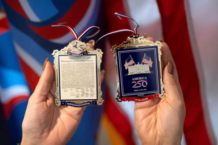 America will celebrate its 250th birthday next year. There’s a commemorative ornament for it
