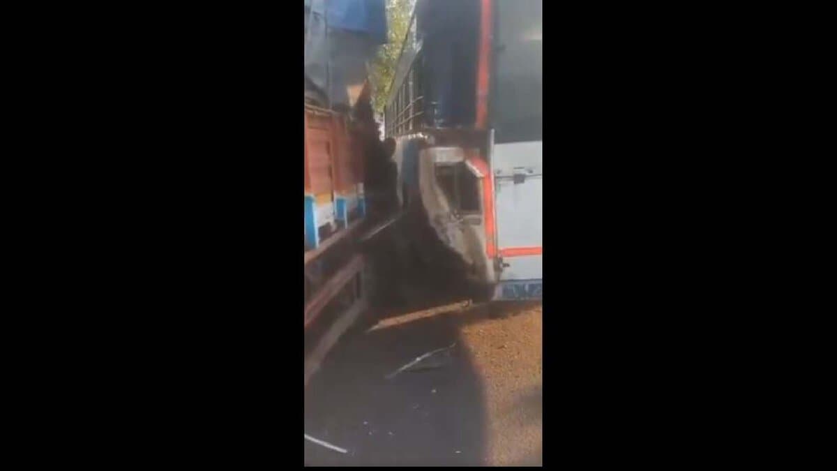 Video: Truck rams into TGSRTC bus in Hyderabad, passengers injured