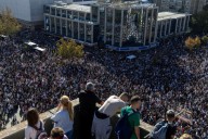 Tens of thousands protest in Serbia on anniversary of deadly roof collapse