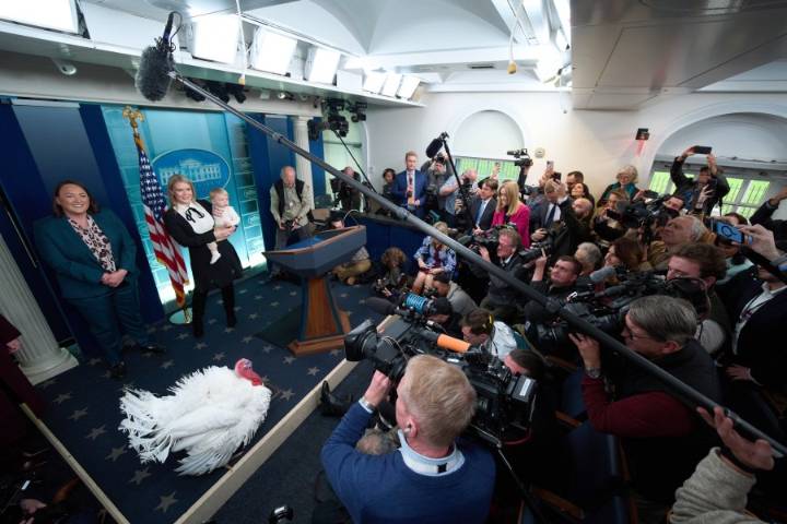 The Latest: Trump’s Thanksgiving turkey pardon arrives during precarious political moment
