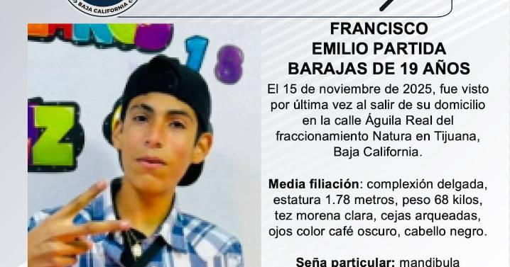 Se busca a Francisco Emilio Partida Barajas de 19 años