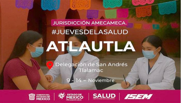 Atlautla impulsa la prevención con su Jornada de Salud del 9 al 14 de noviembre