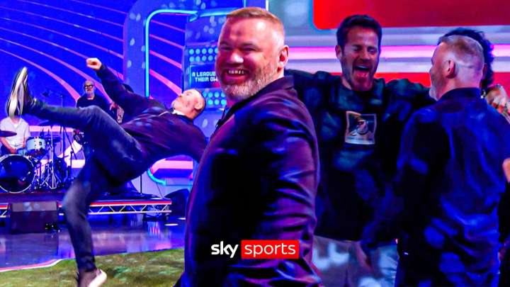 Wayne Rooney recreates iconic Man Utd overhead kick on A League Of Their Own!