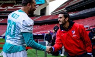 Villa, Griezmann, Koke y Martínez-Almeida, en el entrenamiento de los Dolphins en Madrid