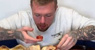 Hungry man takes on 8,000-calorie breakfast challenge and has wild reaction